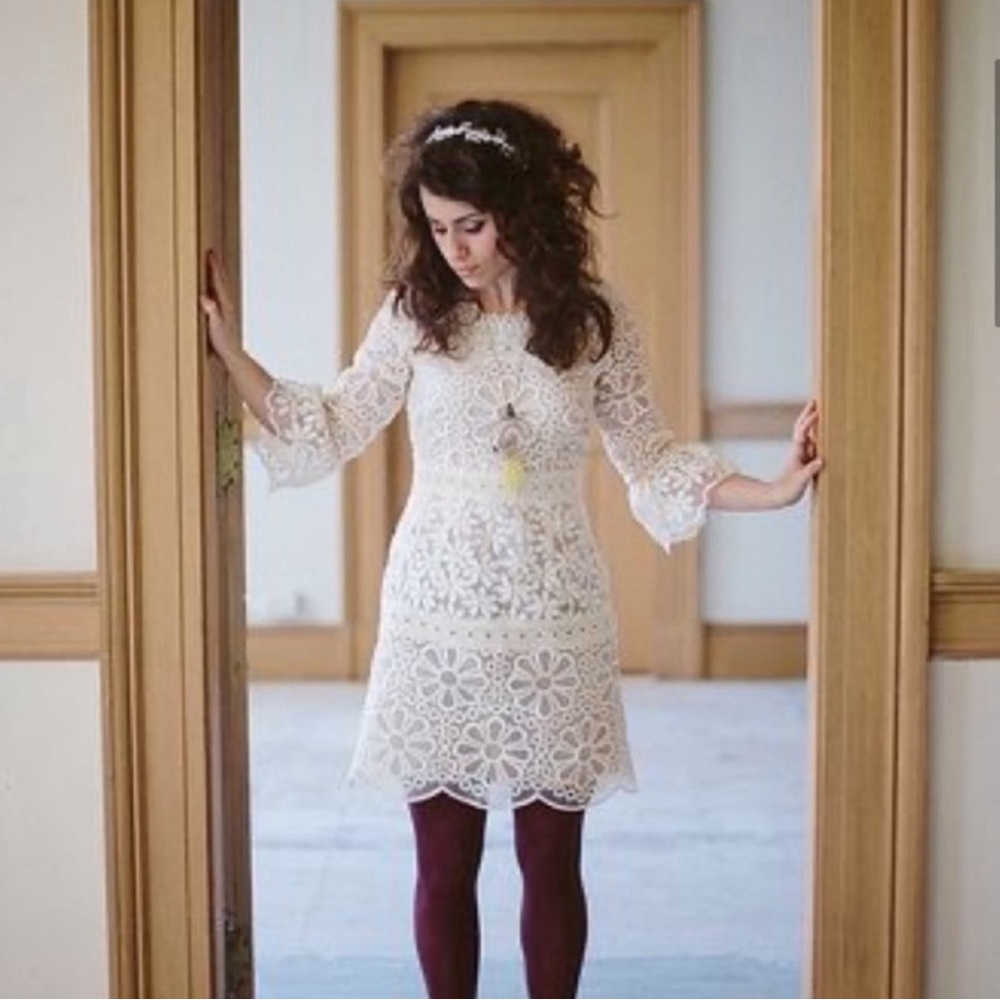 BHLDN x Anna Sui Cleo dress size 4 NWOT ivory lace bridal rehearsal after party